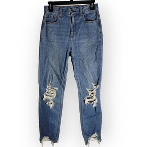 American Eagle Distressed Destroyed Mom Jeans Size 0